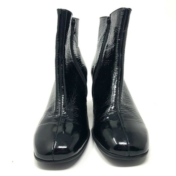 GABOR Ankle Boot Black Crinkle Patent Leather Side Zip Heel Womens SIZE US 9.5 - Picture 7 of 7